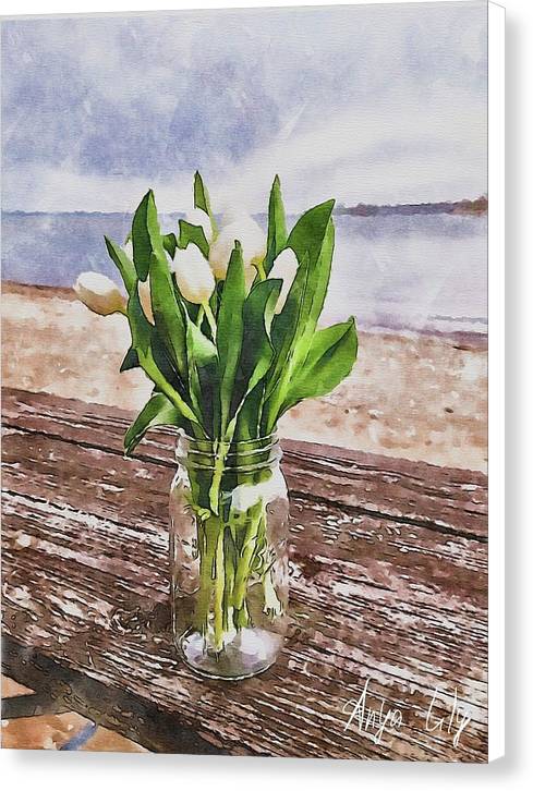 White Tulips by the Sea - Canvas Print