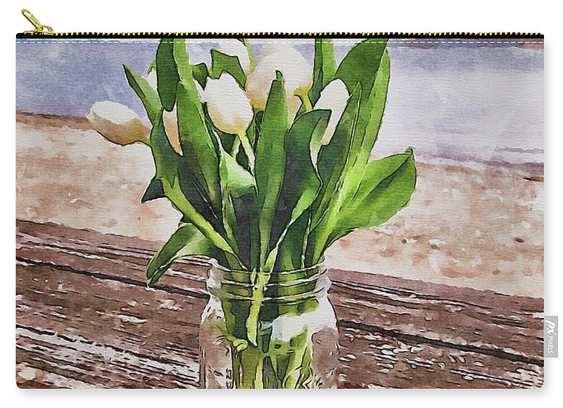 White Tulips by the Sea - Carry-All Pouch
