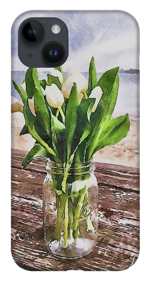 White Tulips by the Sea - Phone Case