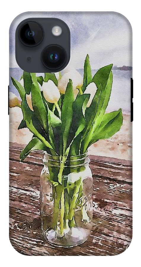 White Tulips by the Sea - Phone Case