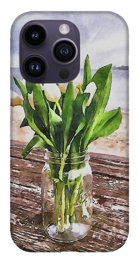 White Tulips by the Sea - Phone Case