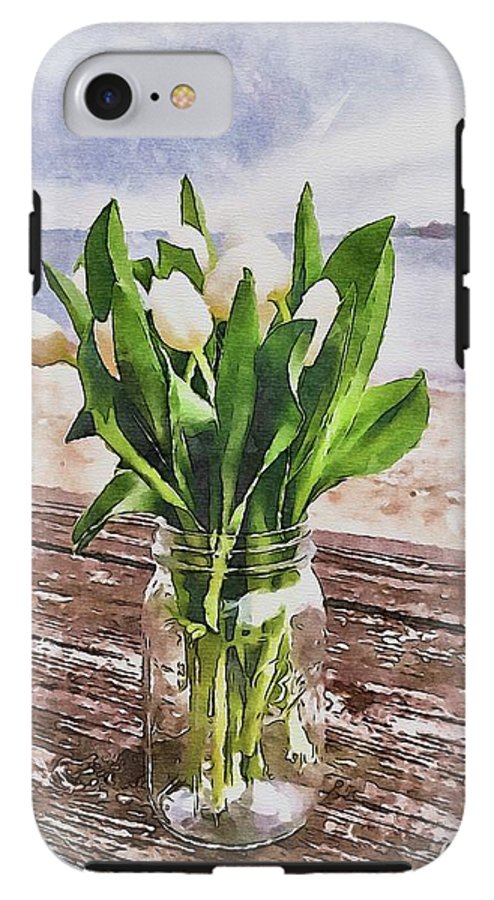 White Tulips by the Sea - Phone Case