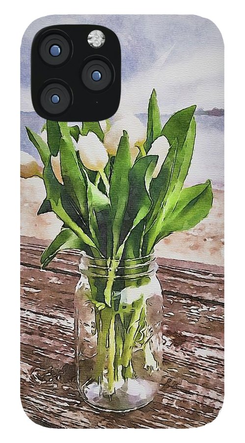 White Tulips by the Sea - Phone Case