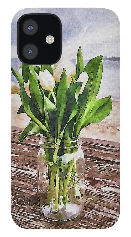 White Tulips by the Sea - Phone Case