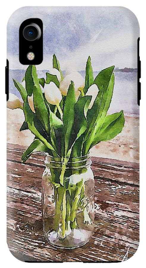 White Tulips by the Sea - Phone Case