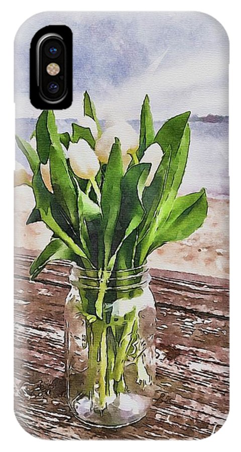 White Tulips by the Sea - Phone Case